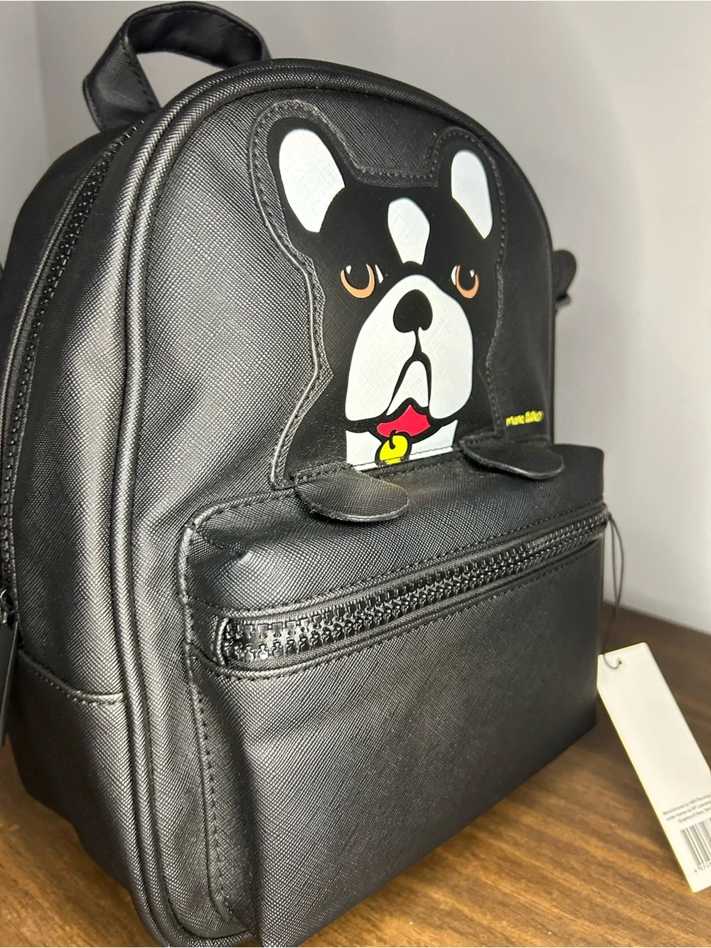Marc Tetro French Bulldog Mini Backpack Black Vegan Leather NWT